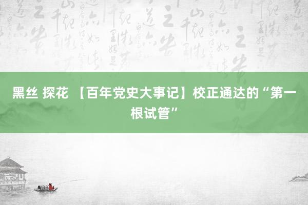 黑丝 探花 【百年党史大事记】校正通达的“第一根试管”